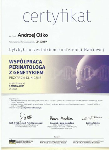 Andrzej Ośko - Opole - Współpraca genetyka z perinatologiem
